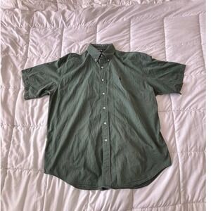Ralph Lauren Blake Olive Green Short Sleeve‎ Button Down Shirt Mens XL